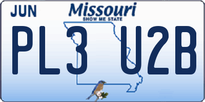 MO license plate PL3U2B