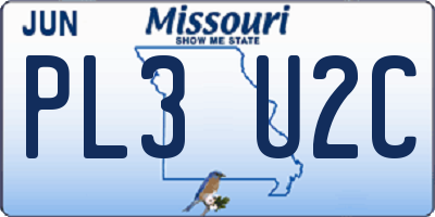 MO license plate PL3U2C
