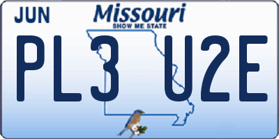 MO license plate PL3U2E