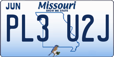 MO license plate PL3U2J
