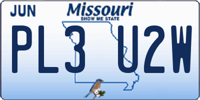 MO license plate PL3U2W
