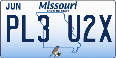 MO license plate PL3U2X