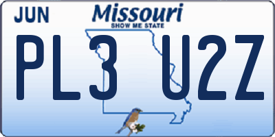 MO license plate PL3U2Z
