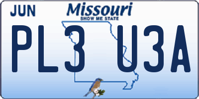 MO license plate PL3U3A