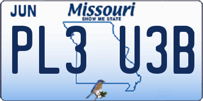 MO license plate PL3U3B