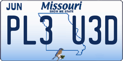 MO license plate PL3U3D