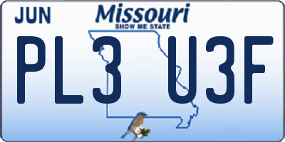MO license plate PL3U3F