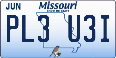 MO license plate PL3U3I