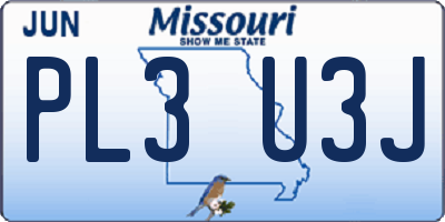 MO license plate PL3U3J