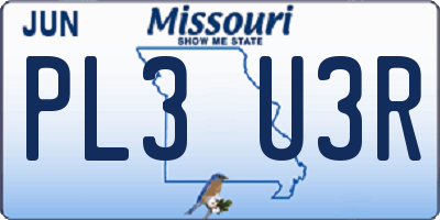 MO license plate PL3U3R