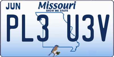 MO license plate PL3U3V