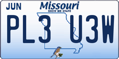 MO license plate PL3U3W