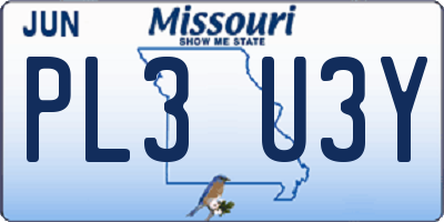 MO license plate PL3U3Y