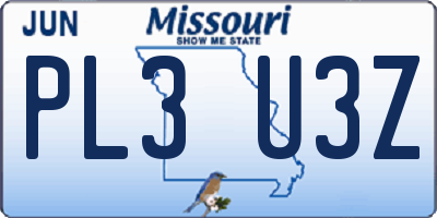 MO license plate PL3U3Z