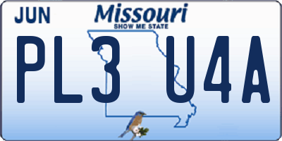 MO license plate PL3U4A
