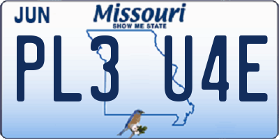 MO license plate PL3U4E