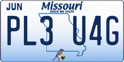 MO license plate PL3U4G