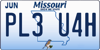 MO license plate PL3U4H