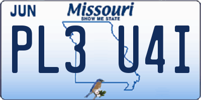 MO license plate PL3U4I