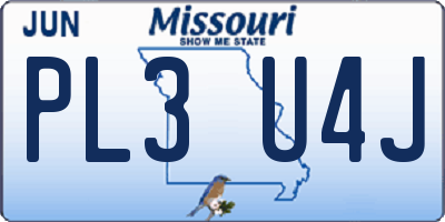 MO license plate PL3U4J