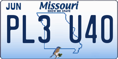 MO license plate PL3U4O