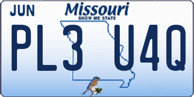 MO license plate PL3U4Q