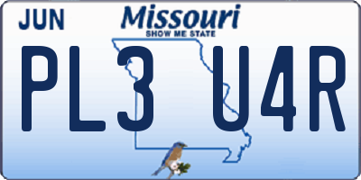 MO license plate PL3U4R