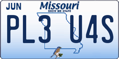 MO license plate PL3U4S