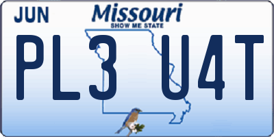 MO license plate PL3U4T