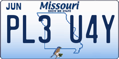 MO license plate PL3U4Y