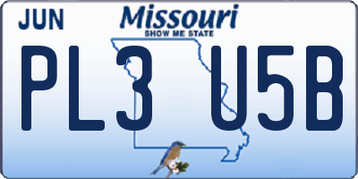 MO license plate PL3U5B
