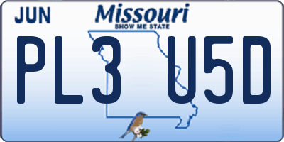 MO license plate PL3U5D