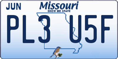 MO license plate PL3U5F