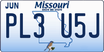 MO license plate PL3U5J