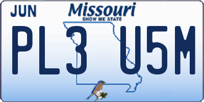 MO license plate PL3U5M