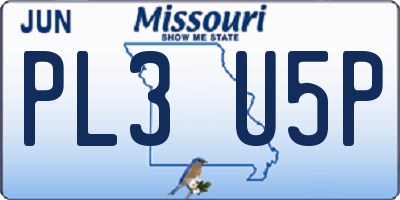 MO license plate PL3U5P