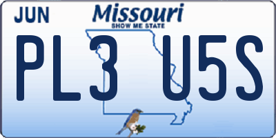 MO license plate PL3U5S
