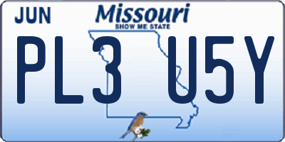 MO license plate PL3U5Y