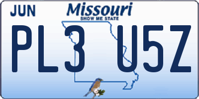 MO license plate PL3U5Z