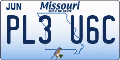 MO license plate PL3U6C
