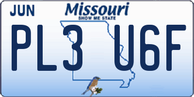 MO license plate PL3U6F