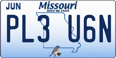 MO license plate PL3U6N