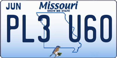 MO license plate PL3U6O