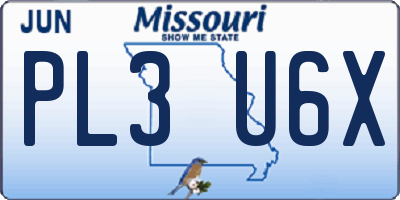 MO license plate PL3U6X
