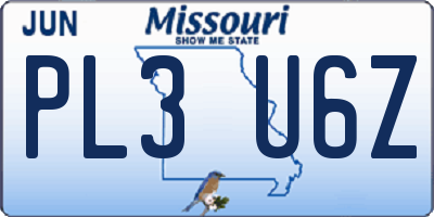 MO license plate PL3U6Z
