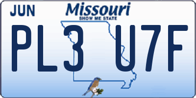 MO license plate PL3U7F