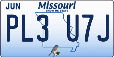 MO license plate PL3U7J