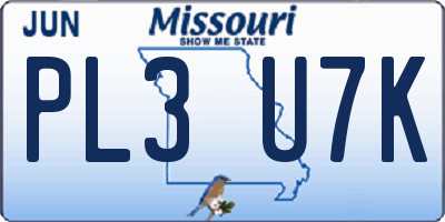 MO license plate PL3U7K