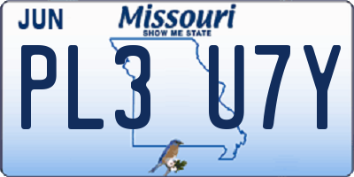 MO license plate PL3U7Y