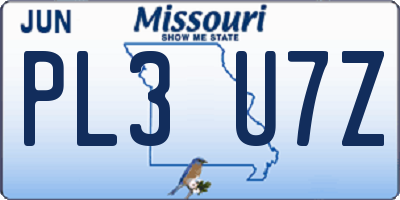 MO license plate PL3U7Z